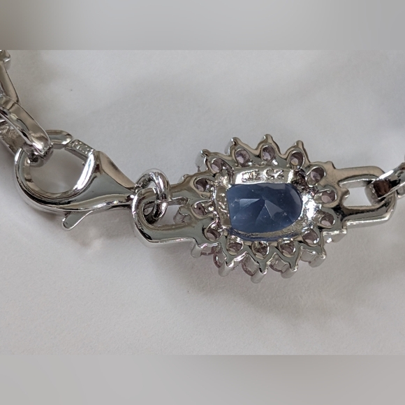 Charles Winston CWE Sterling Silver Rhodium Multi-Gemstone Halo Panel Bracelet 7 - Picture 7 of 8